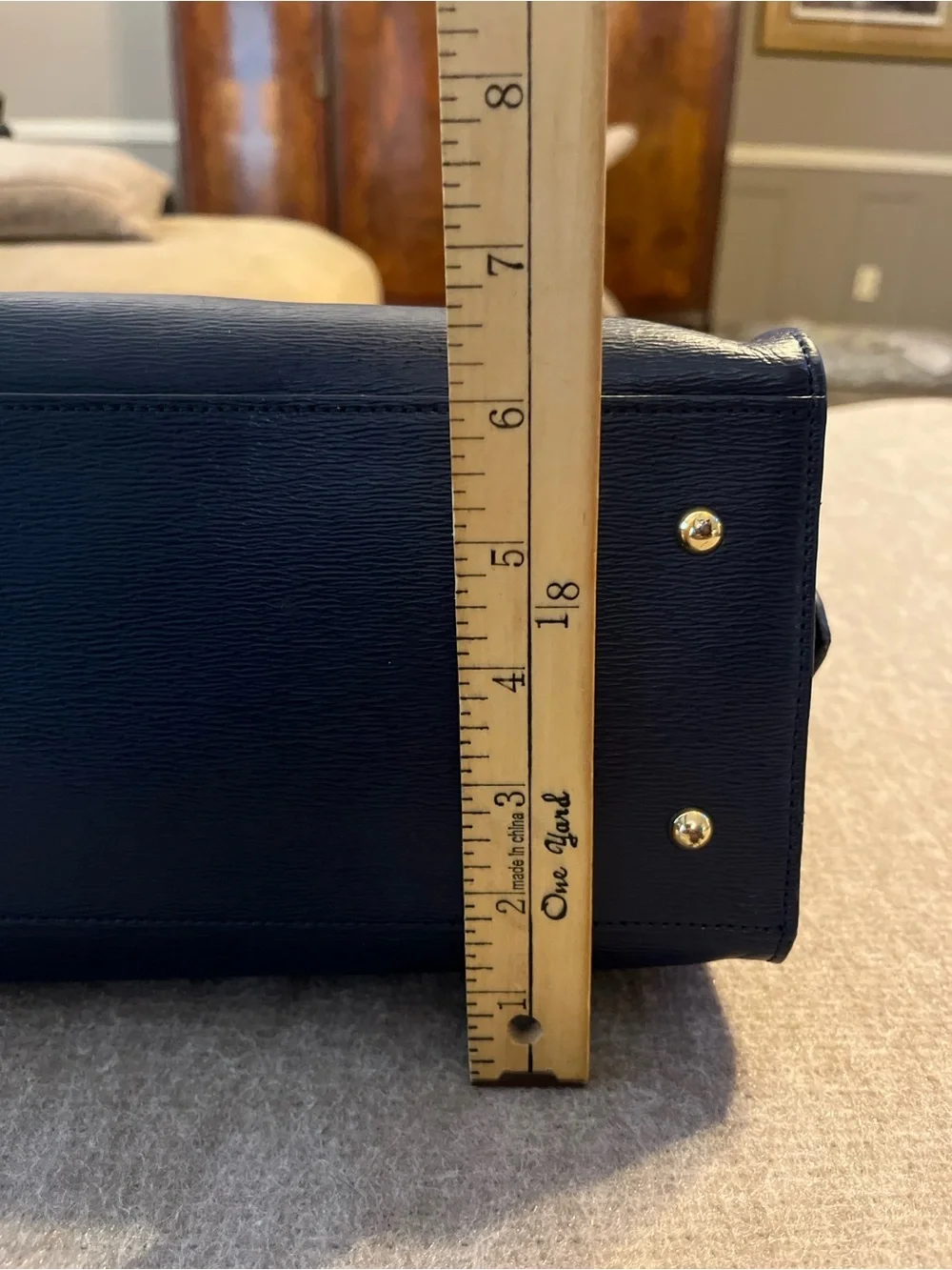 Lauren Ralph Lauren Navy Blue Satchel Shoulder Bag Gold Tone RLL